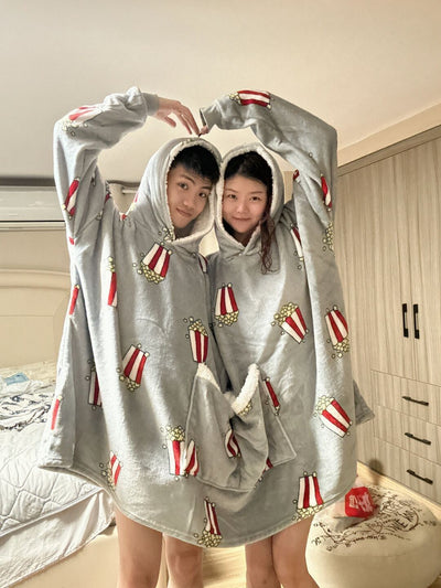 Kuscheldecke für Paare | Bequeme Double Hooded TV-Decke für gemütliche Abende