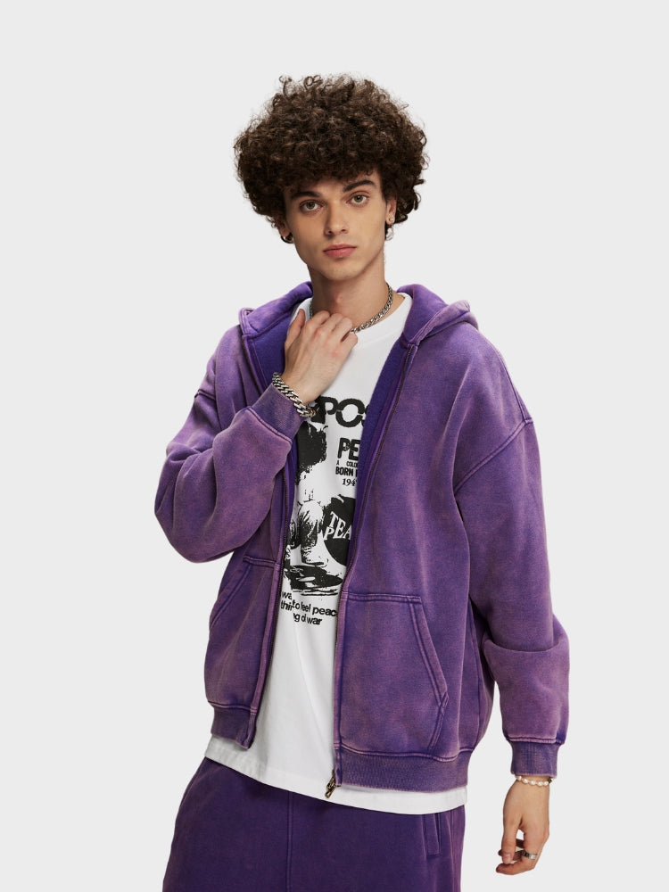 RAVEN WASHED HOODIE MIT REISSVERSCHLUSS