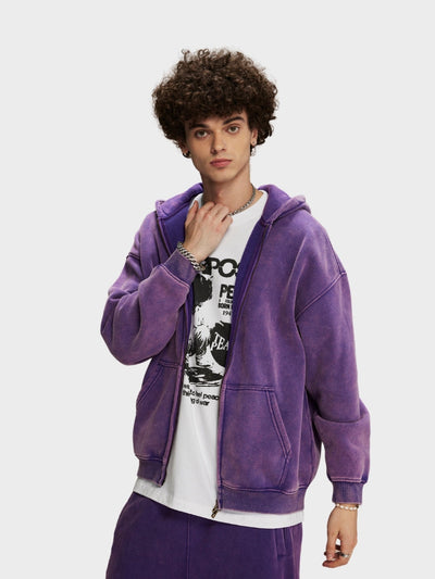 RAVEN WASHED HOODIE MIT REISSVERSCHLUSS