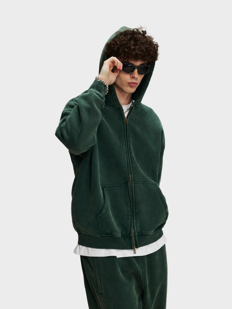 RAVEN WASHED HOODIE MIT REISSVERSCHLUSS