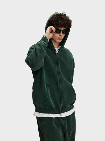 RAVEN WASHED HOODIE MIT REISSVERSCHLUSS