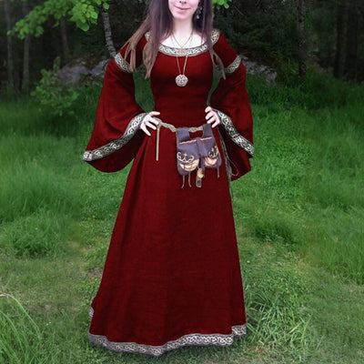 Medieval Renaissance Dress for Women Long Bell Sleeve Gown