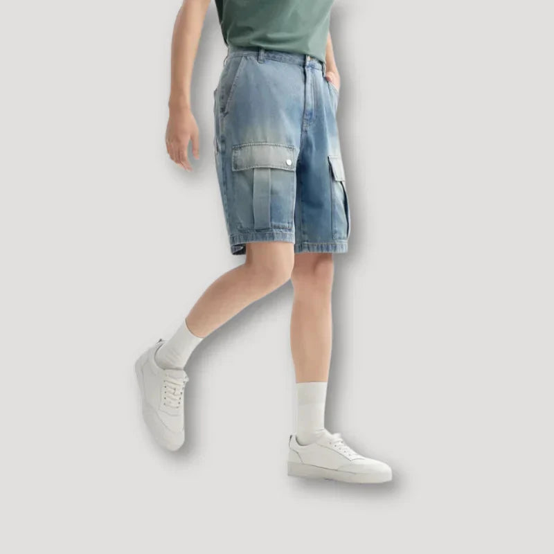 Herren Lose Passform Jeansstoff Kurze Hosen