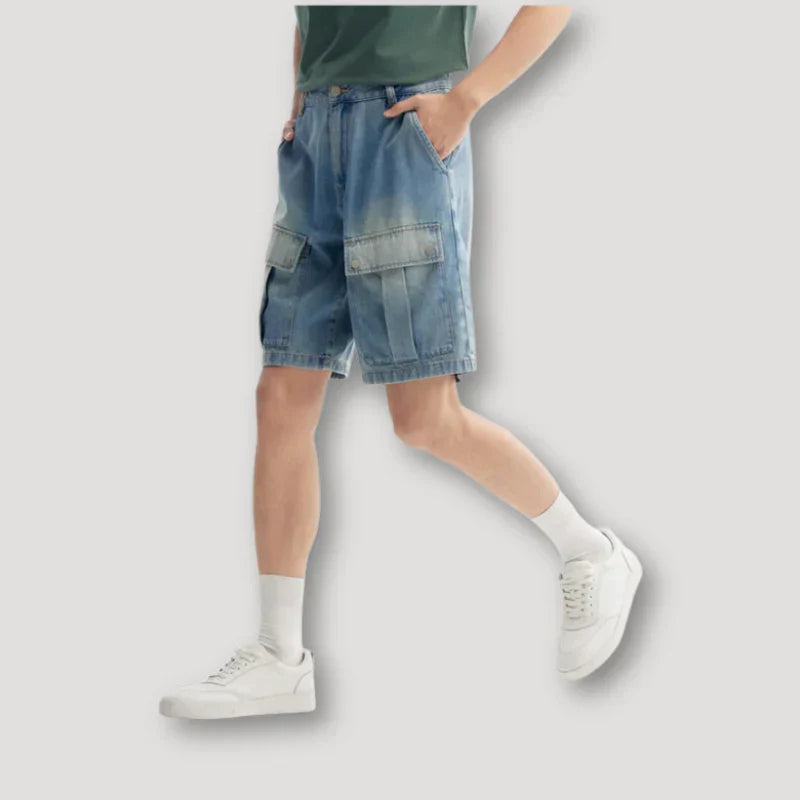 Herren Lose Passform Jeansstoff Kurze Hosen