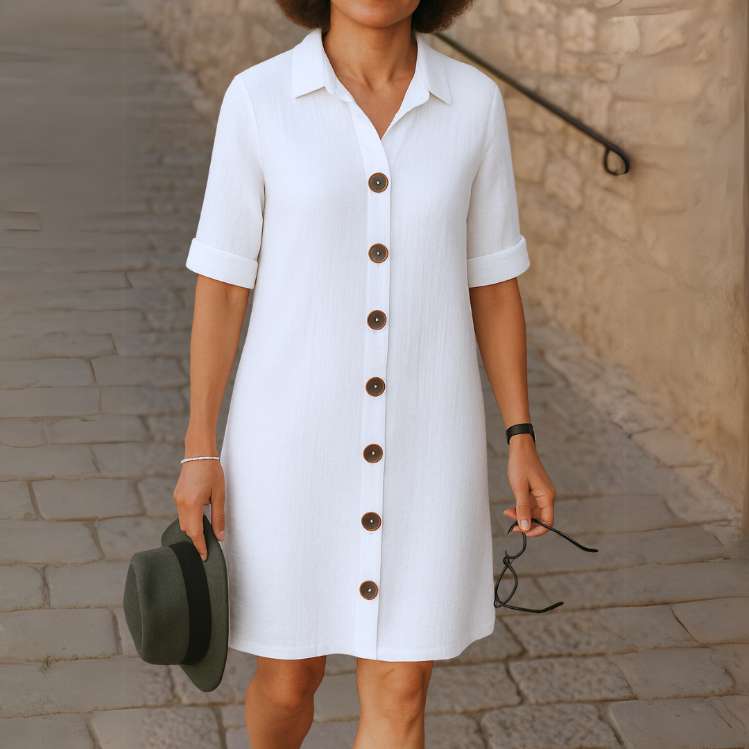 Ria™ | Elegantes langes Hemdblusenkleid