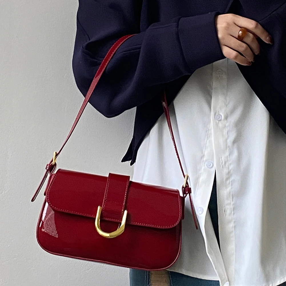Augustyn Schultertasche | Retro rote Lederschultertasche