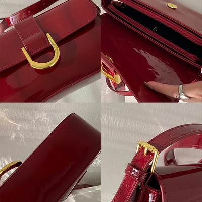 Augustyn Schultertasche | Retro rote Lederschultertasche