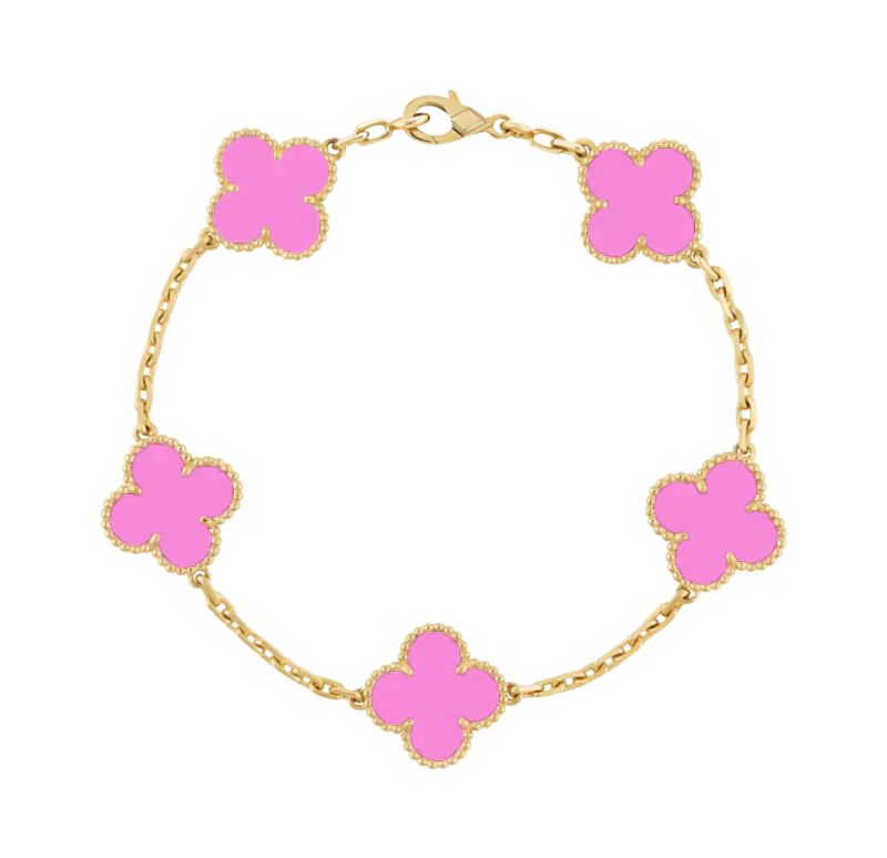 KLEEBLATT ARMBAND | NEON PINK GOLD