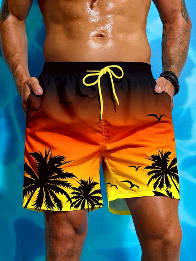Badeshorts Mit Palmen Print Für Herren | Atmungsaktiv