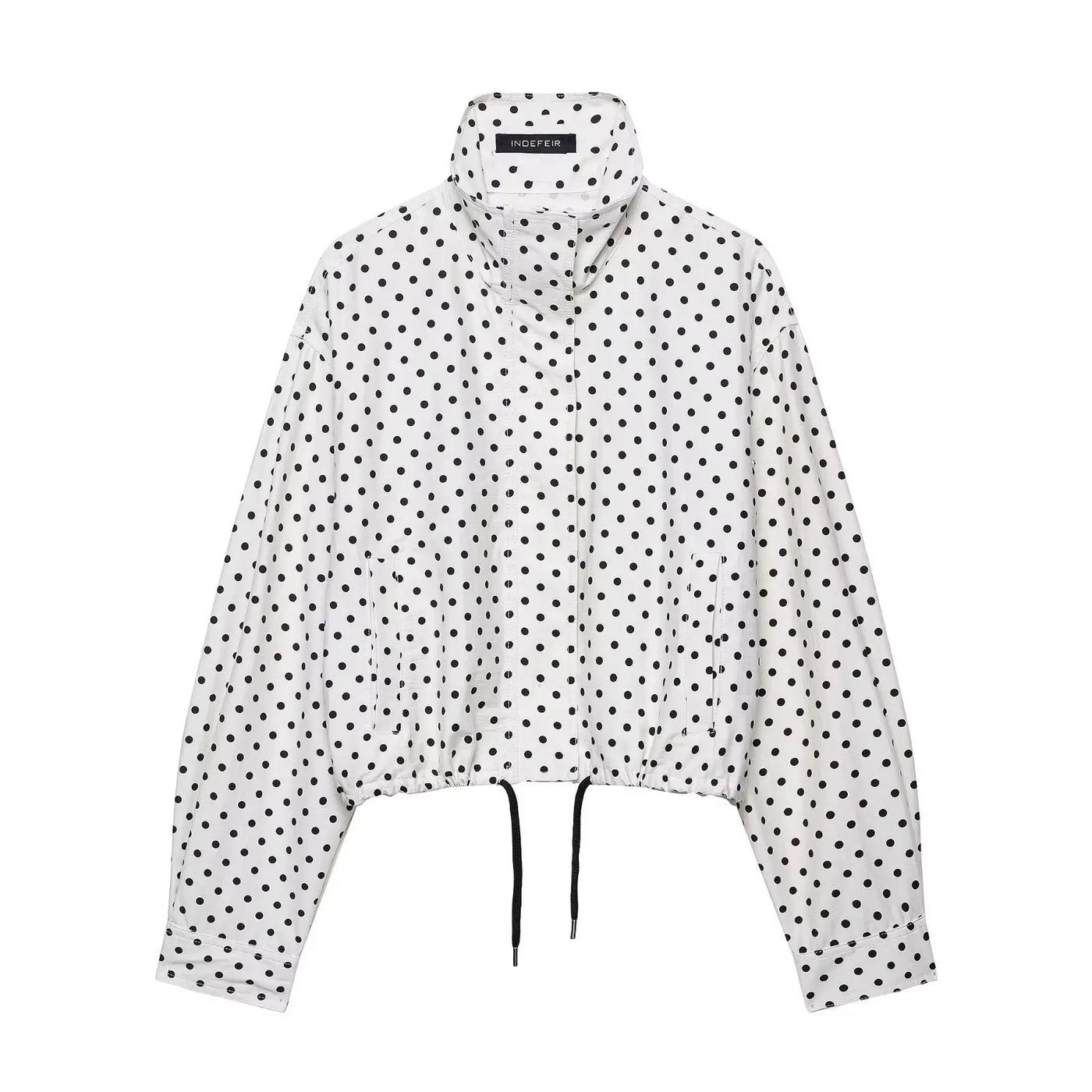 Dotty | Leichte Polka-Dot-Jacke mit Stehkragen &amp; Kordelzug