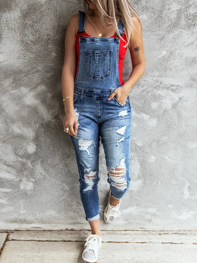Amanda Denim-Romper | Stylischer, moderner Jeans-Romper für Damen mit Löchern
