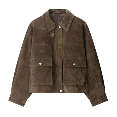 Maira | Kunstwildleder Kurzjacke Mit Umlegekragen