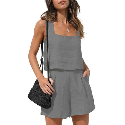 Cassie Stylish Zweiteiler | Modernes ärmelloses Oberteil weite Shorts Sommer Set