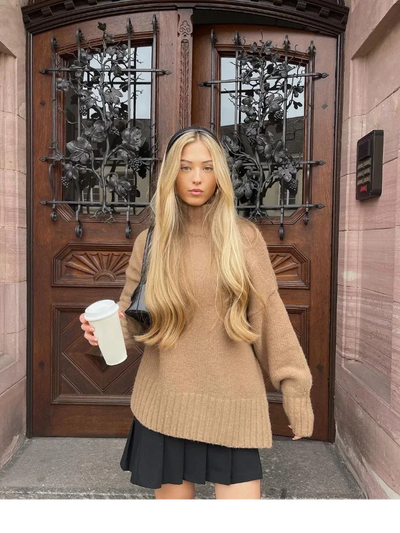 Heidi-Mode | Lässiger Rollkragenpullover aus Strickmaterial