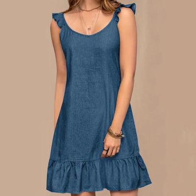 Amalia | Verspieltes Denim-Sommerkleid mit Rüschen