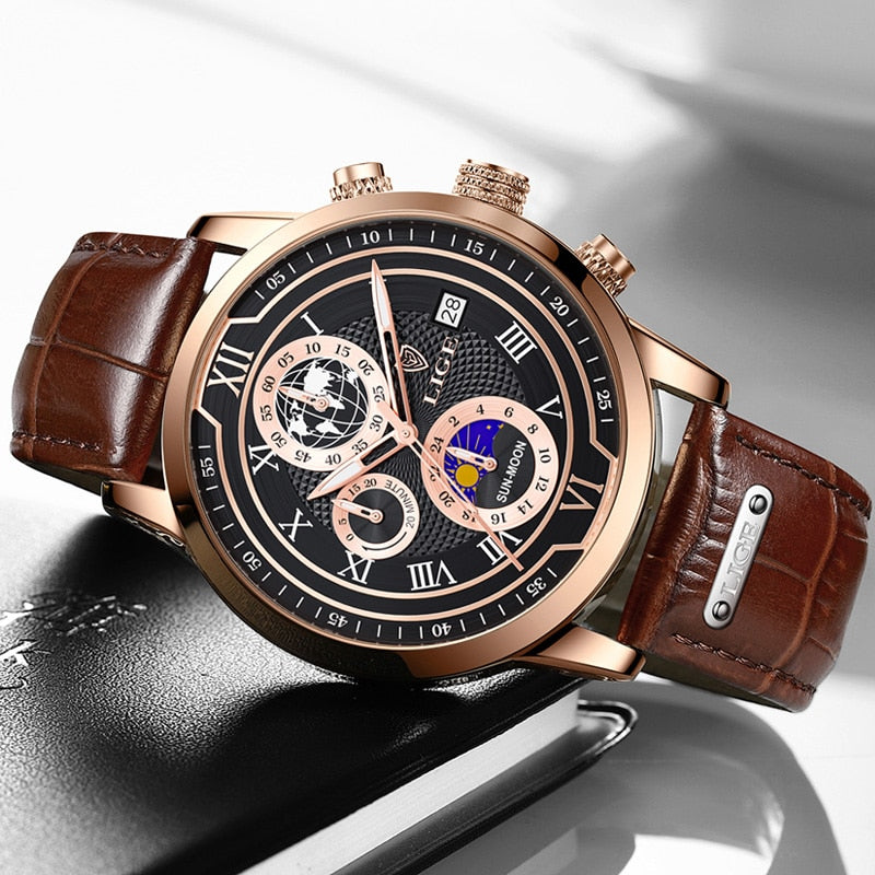 Chronographuhr mit hochwertigem Lederarmband