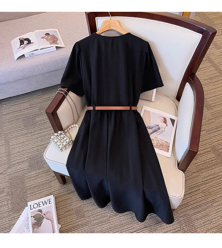 Heidi-Mode | Lässiges Vintage Gürtelkleid In großen Größen