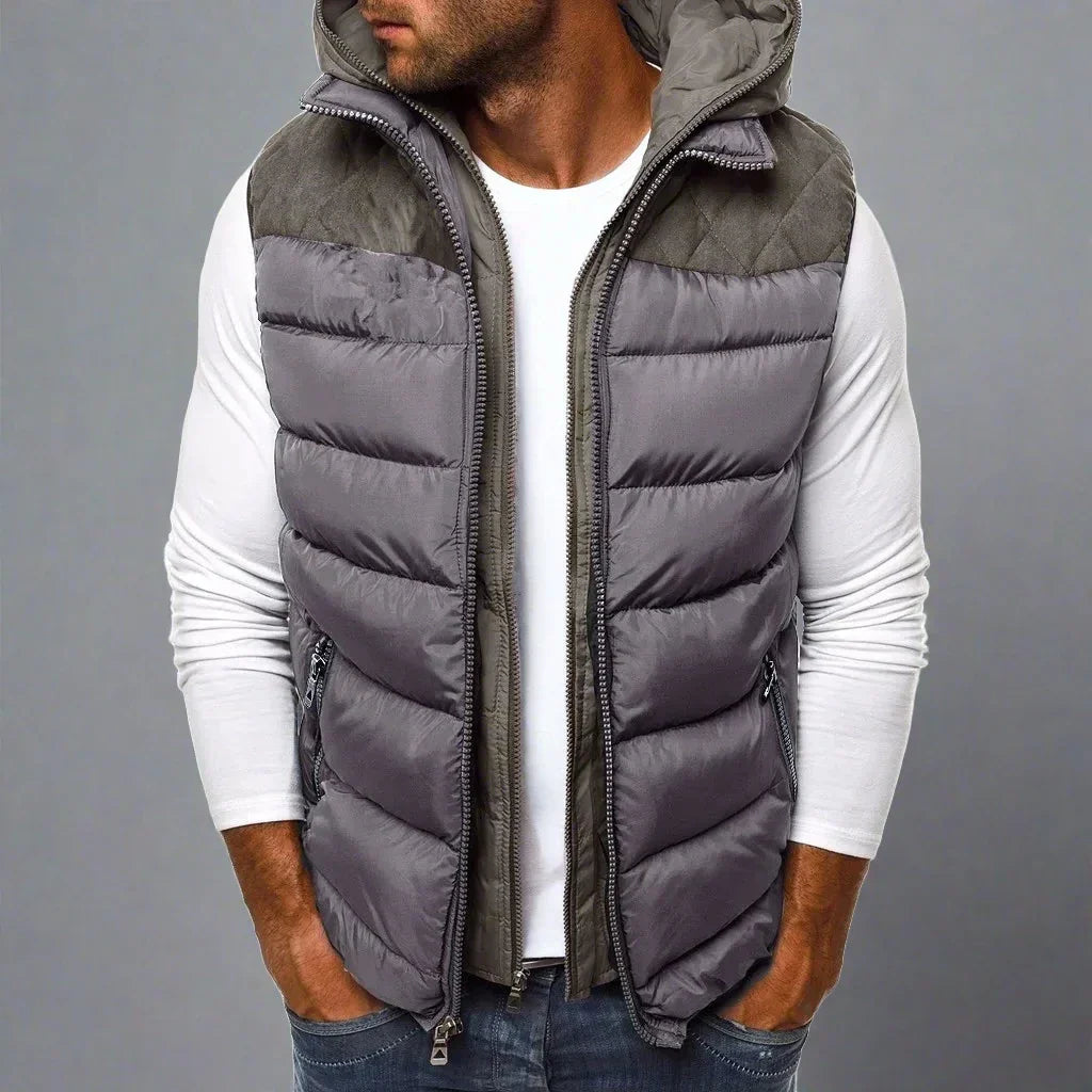 Weste für Herren - Stilvolle gepolsterte Übergangsjacke mit Kapuze