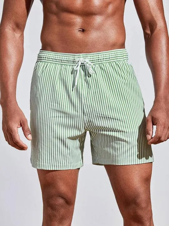 Gestreifte Badeshorts Für Herren | Kordelzug