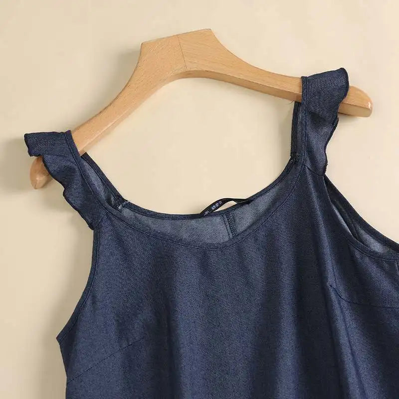 Amalia | Verspieltes Denim-Sommerkleid mit Rüschen