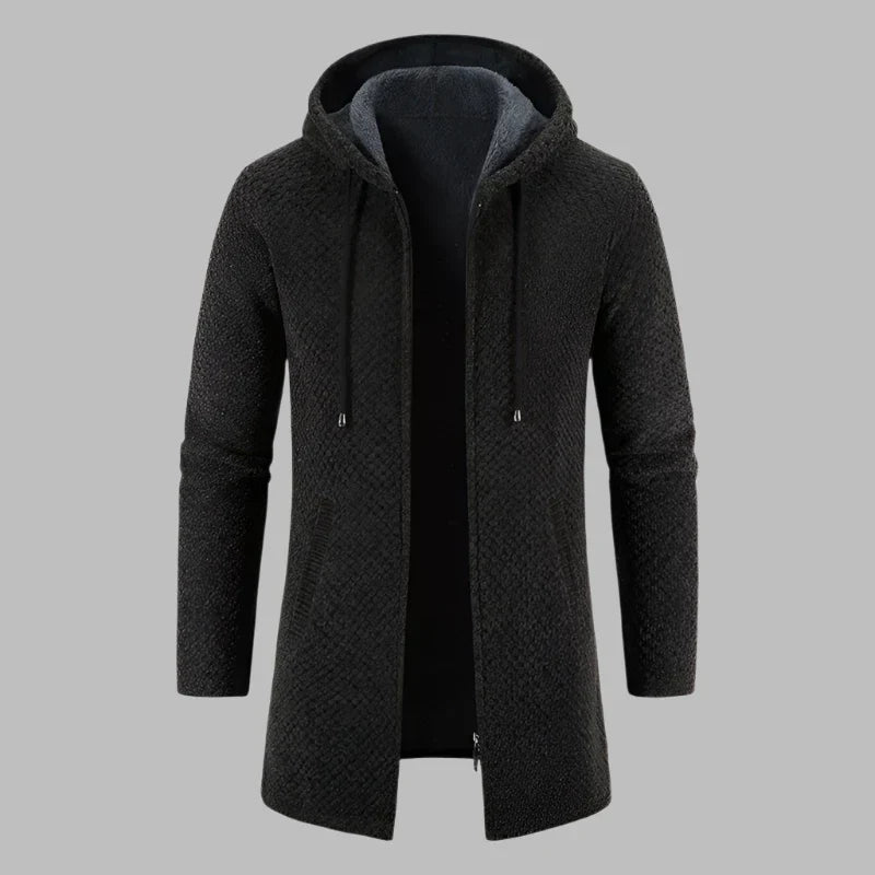 Hoodie für Herren - Lange Übergangsjacke mit Kapuze und Reißverschluss