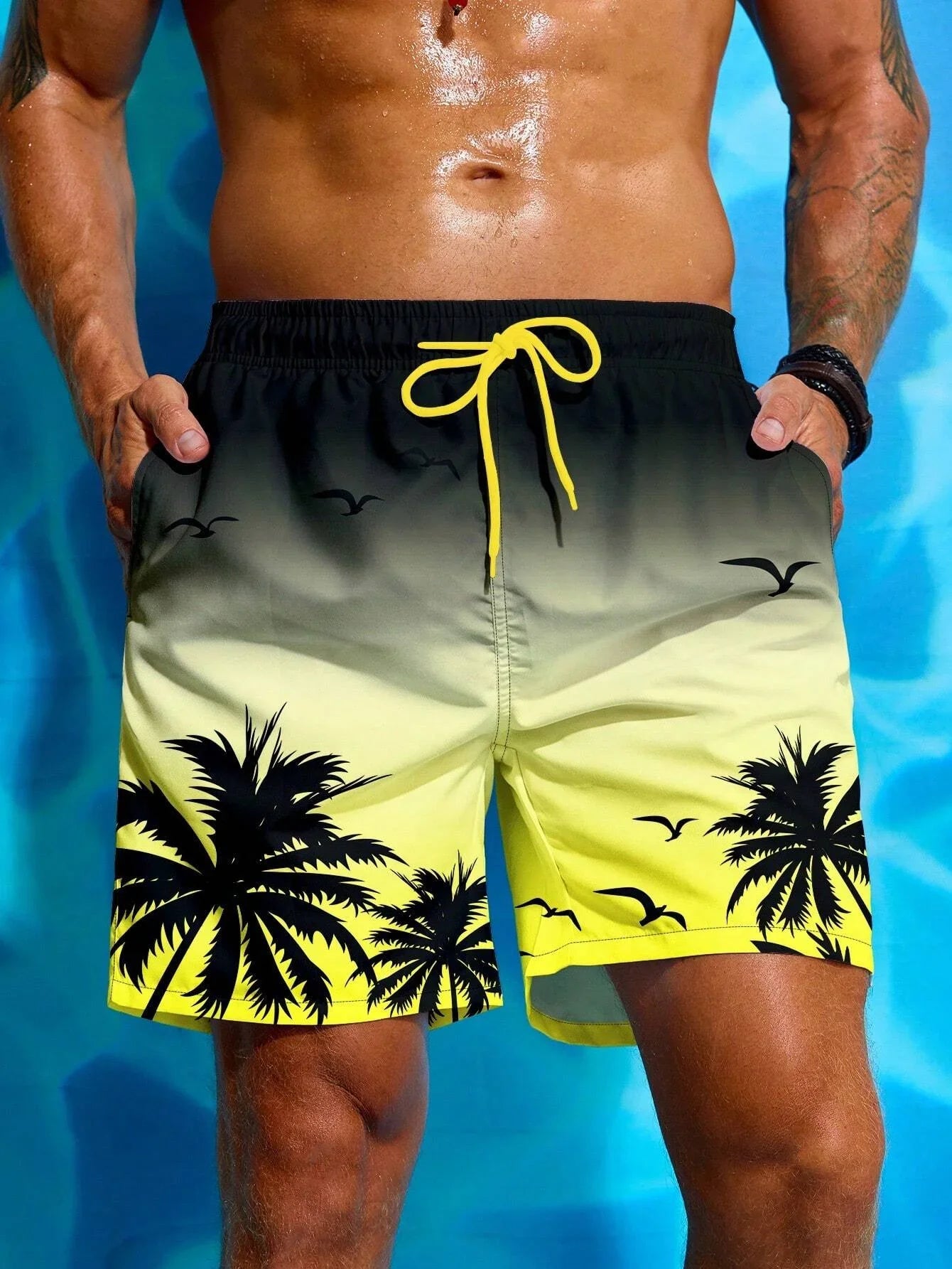 Badeshorts Mit Palmen Print Für Herren | Atmungsaktiv