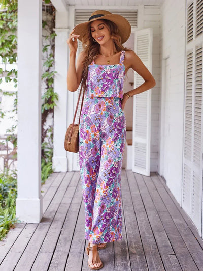 Nigela Floral Jumpsuit | Moderner Sommer-Jumpsuit mit Rückenausschnitt und weiten Beinen