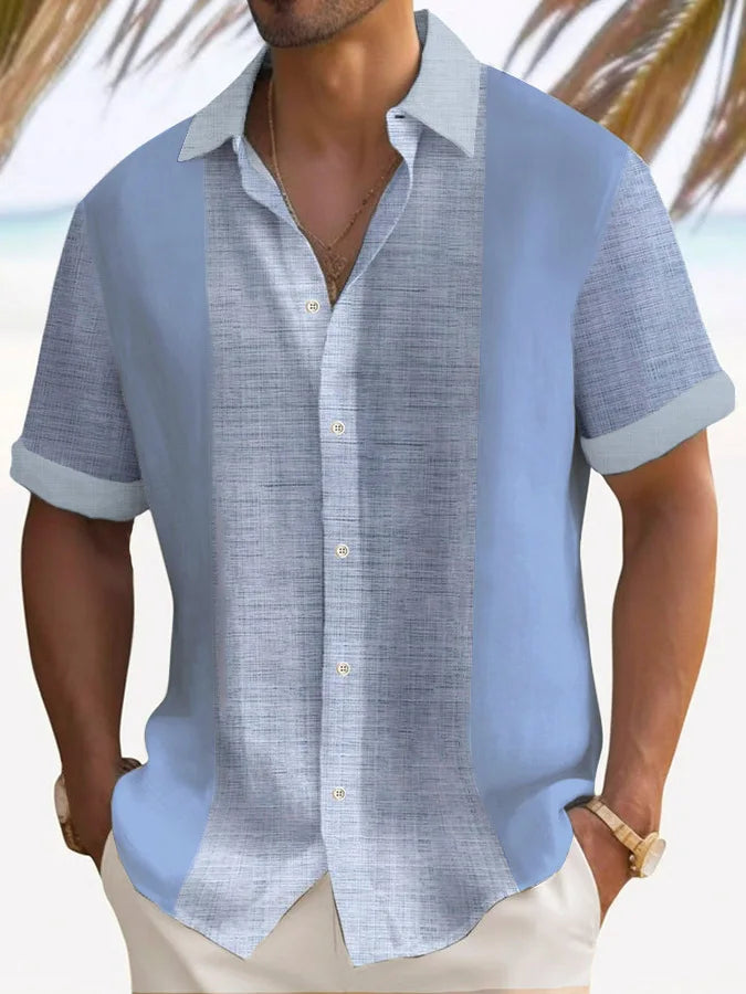 Kurzärmliges Hemd für Herren - Cuba gestreiftes Sommerhemd