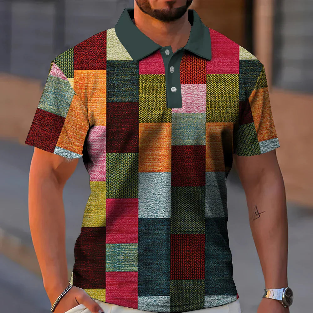 Poloshirt für Herren - Karo Polo mit kurzen Ärmeln für Sommer