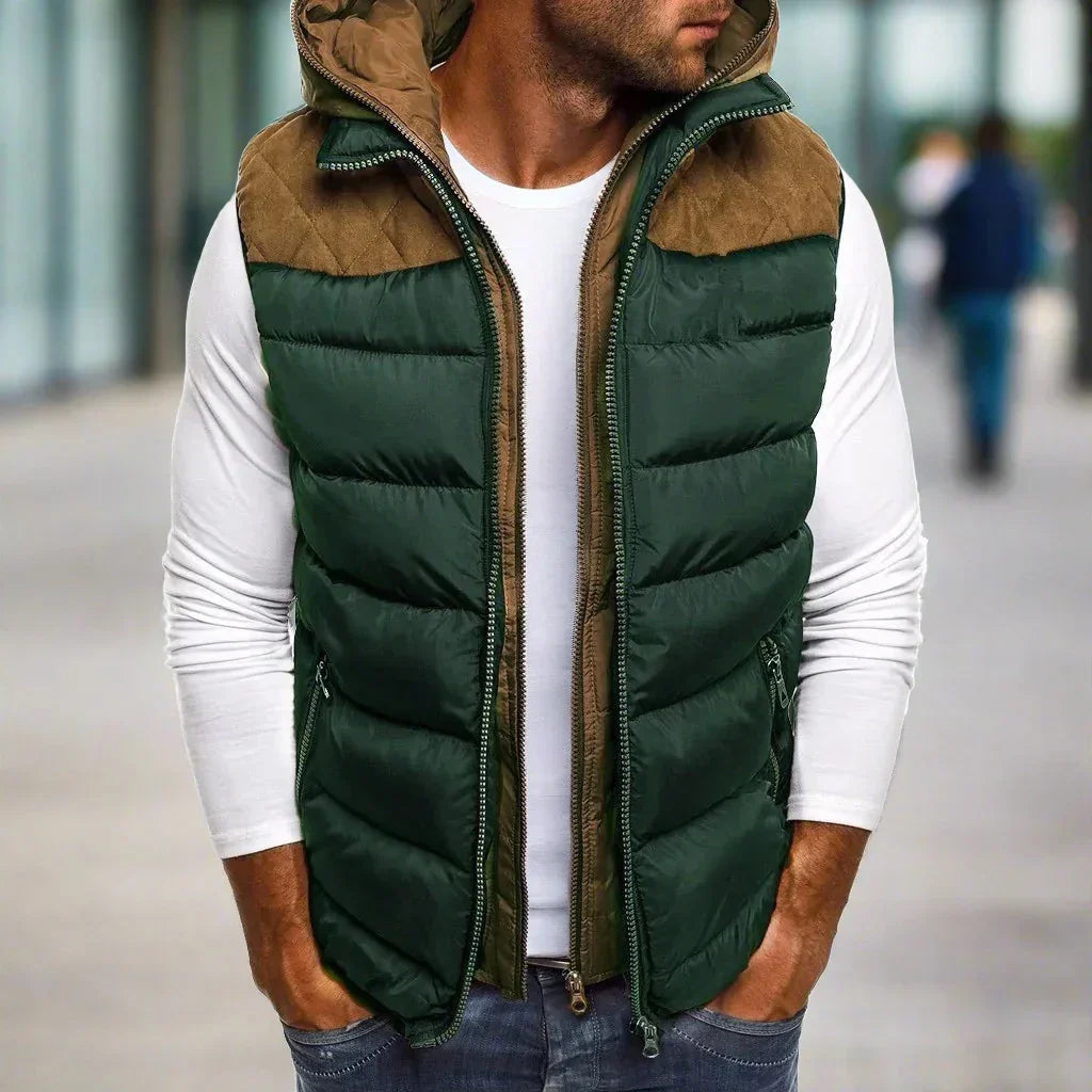 Weste für Herren - Stilvolle gepolsterte Übergangsjacke mit Kapuze