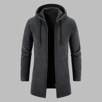 Hoodie für Herren - Lange Übergangsjacke mit Kapuze und Reißverschluss