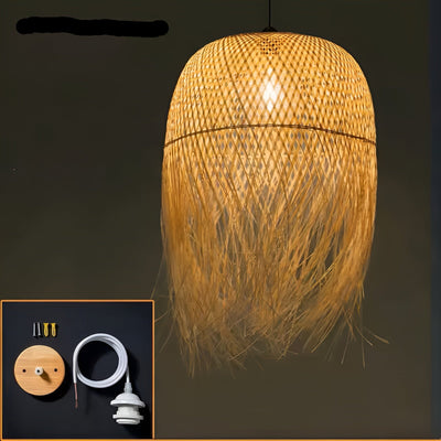 Handgewebter Bambus Hängelampe – Beleuchtung für Teezimmer, Restaurant und Hotel