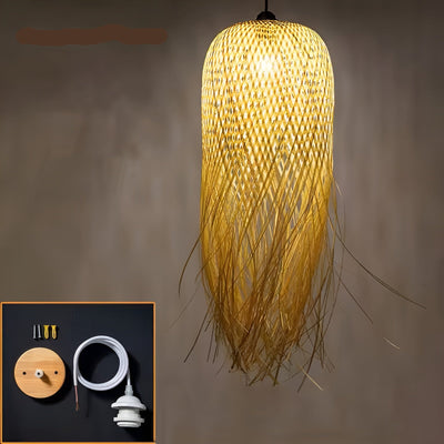 Handgewebter Bambus Hängelampe – Beleuchtung für Teezimmer, Restaurant und Hotel