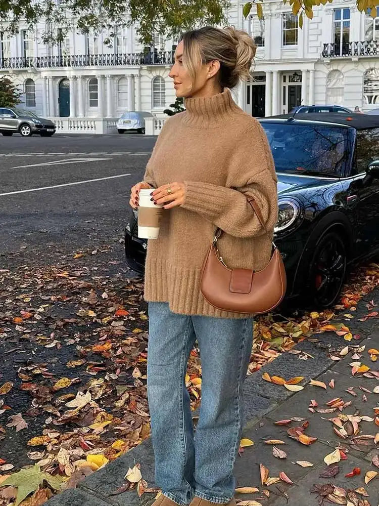 Heidi-Mode | Lässiger Rollkragenpullover aus Strickmaterial