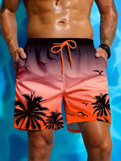 Badeshorts Mit Palmen Print Für Herren | Atmungsaktiv