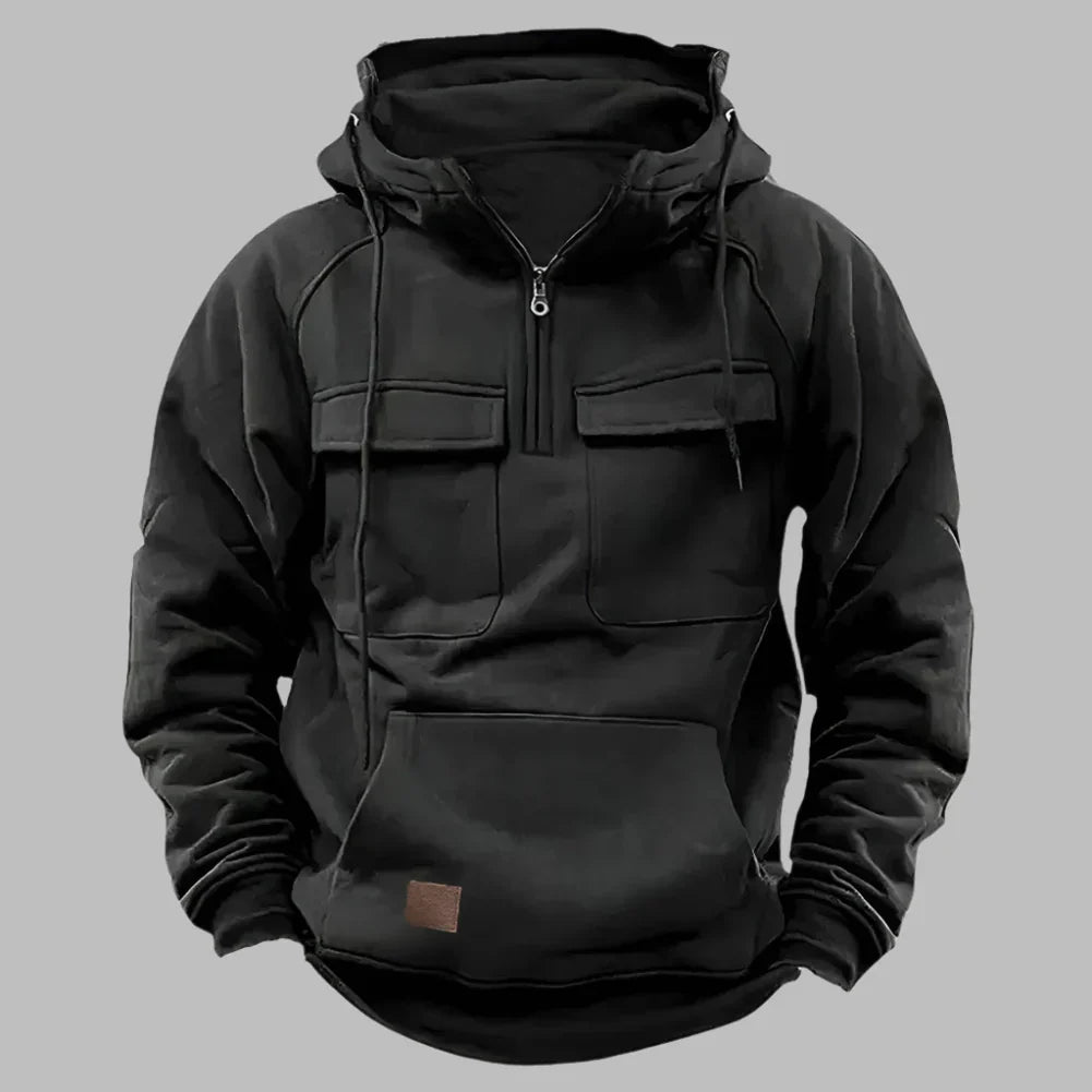 Hoodie für Herren - Sportlicher Kapuzenpullover mit halbem Reißverschluss
