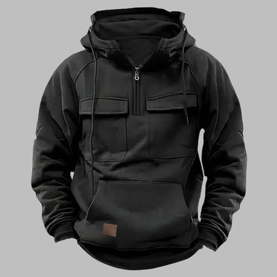 Hoodie für Herren - Sportlicher Kapuzenpullover mit halbem Reißverschluss