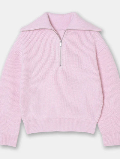 Heidi-Mode | Lässiger Halb-Reißverschluss Gestreifter Pullover