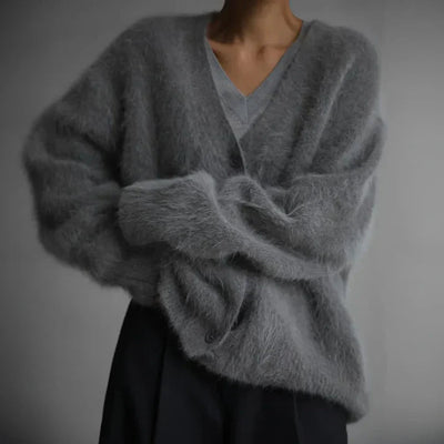 Heidi-Mode | Stilvolle Oversized V-Ausschnitt Strickpullover