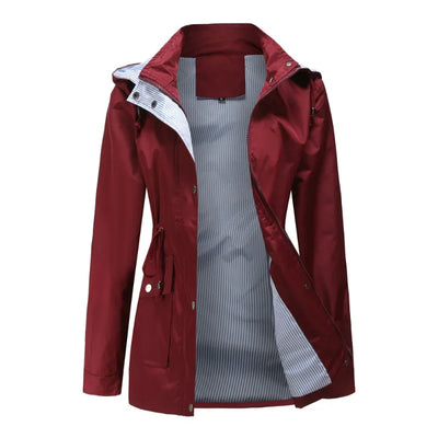 Übergangsjacke für Damen - Leichte wasserdichte Regenjacke mit Kapuze