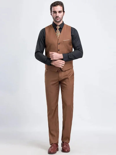 Herren Slim Fit Ärmellose Weste und Hose Set | Hochzeitsgast Anzug