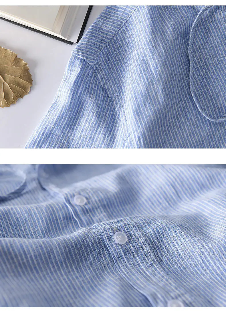 Herren Gestreiftes Knopf Daunen Kapuzen Hemd | Lässig