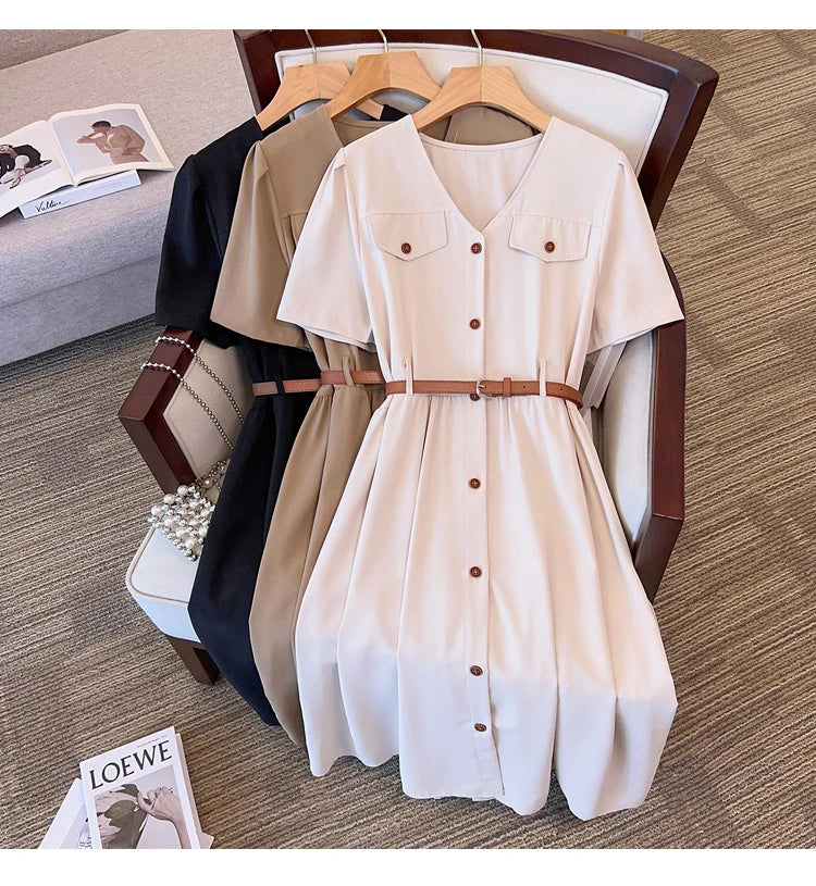 Heidi-Mode | Lässiges Vintage Gürtelkleid In großen Größen