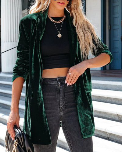 Heidi-Mode | Stilvolle Samt Lange Cardigan