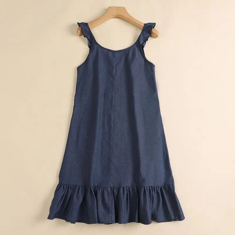 Amalia | Verspieltes Denim-Sommerkleid mit Rüschen