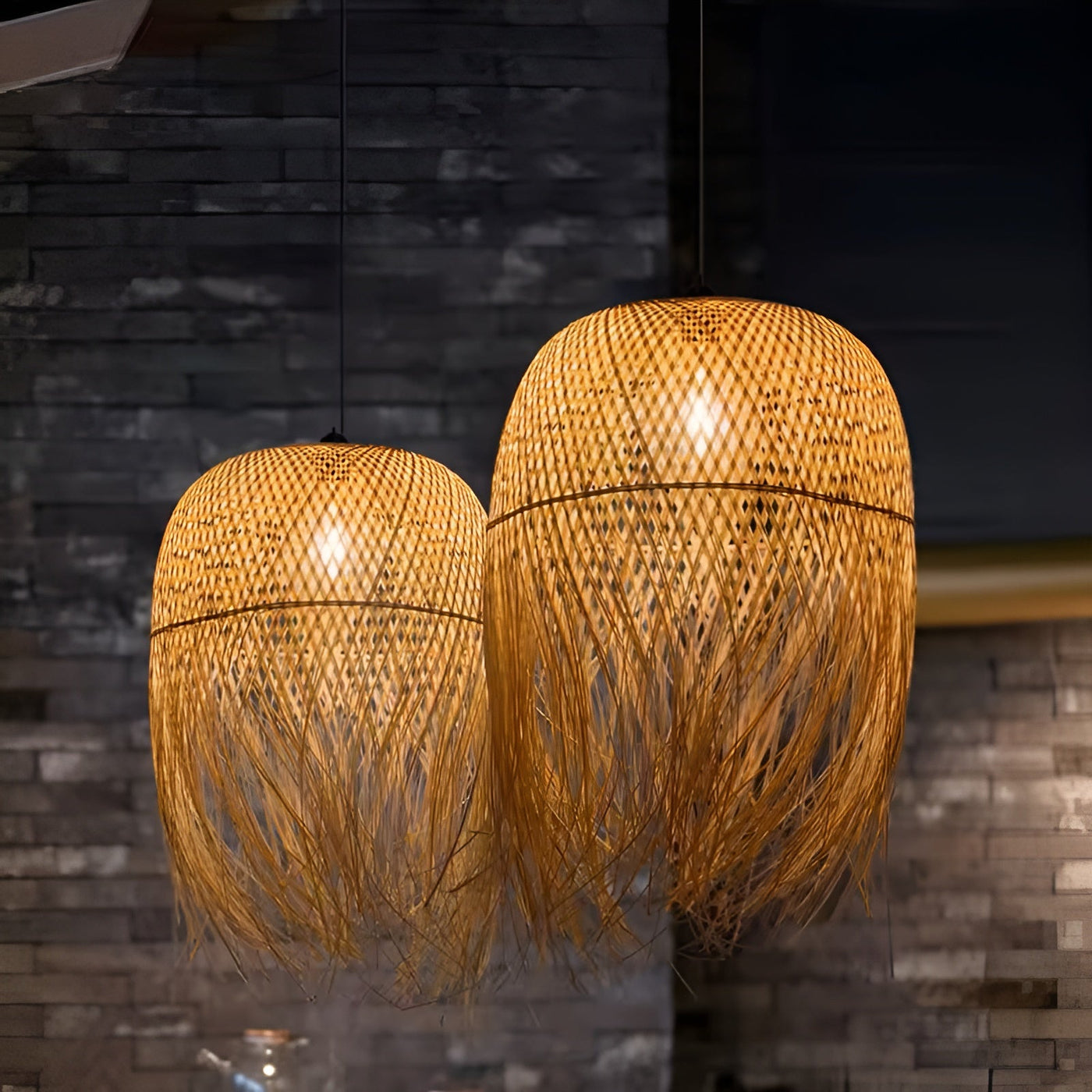 Handgewebter Bambus Hängelampe – Beleuchtung für Teezimmer, Restaurant und Hotel