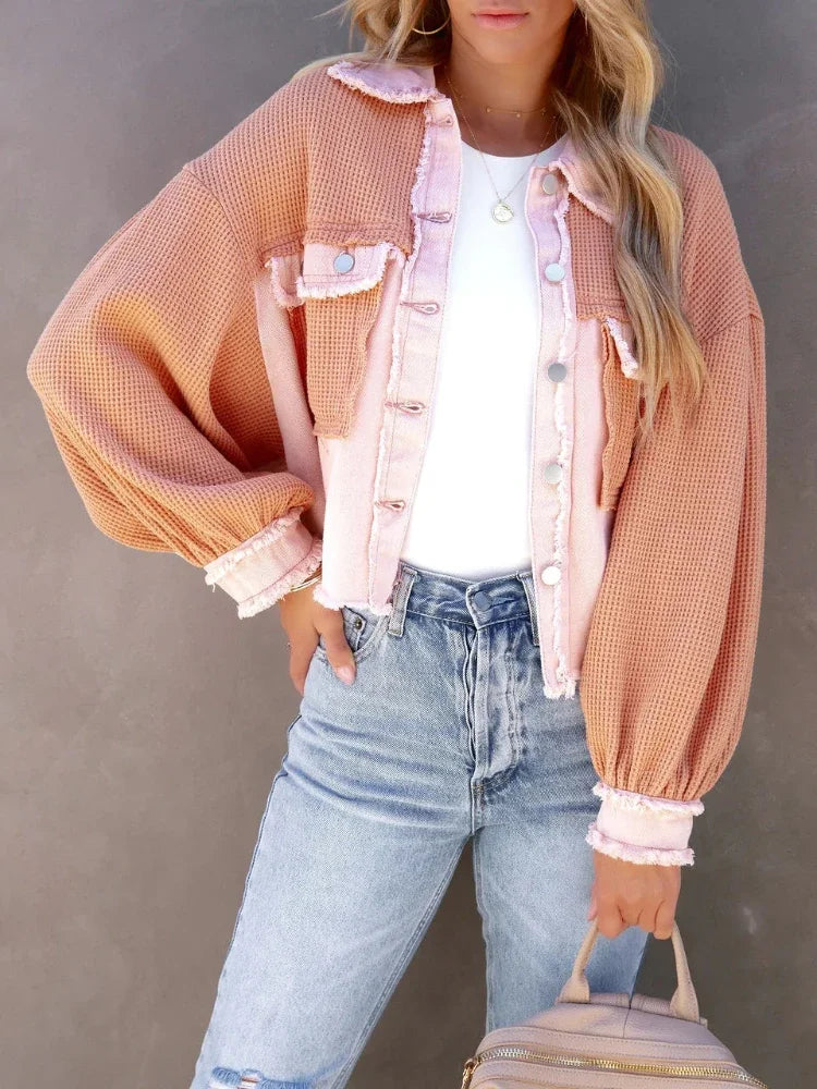 Heidi-Mode | Gestreifte Vintage Cropped Jacke