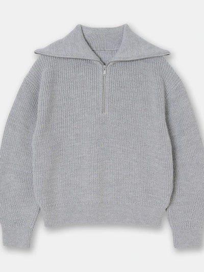 Heidi-Mode | Lässiger Halb-Reißverschluss Gestreifter Pullover