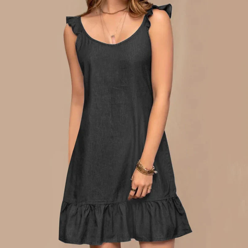 Amalia | Verspieltes Denim-Sommerkleid mit Rüschen