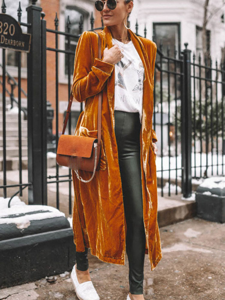 Heidi-Mode | Stilvolle Samt Lange Cardigan